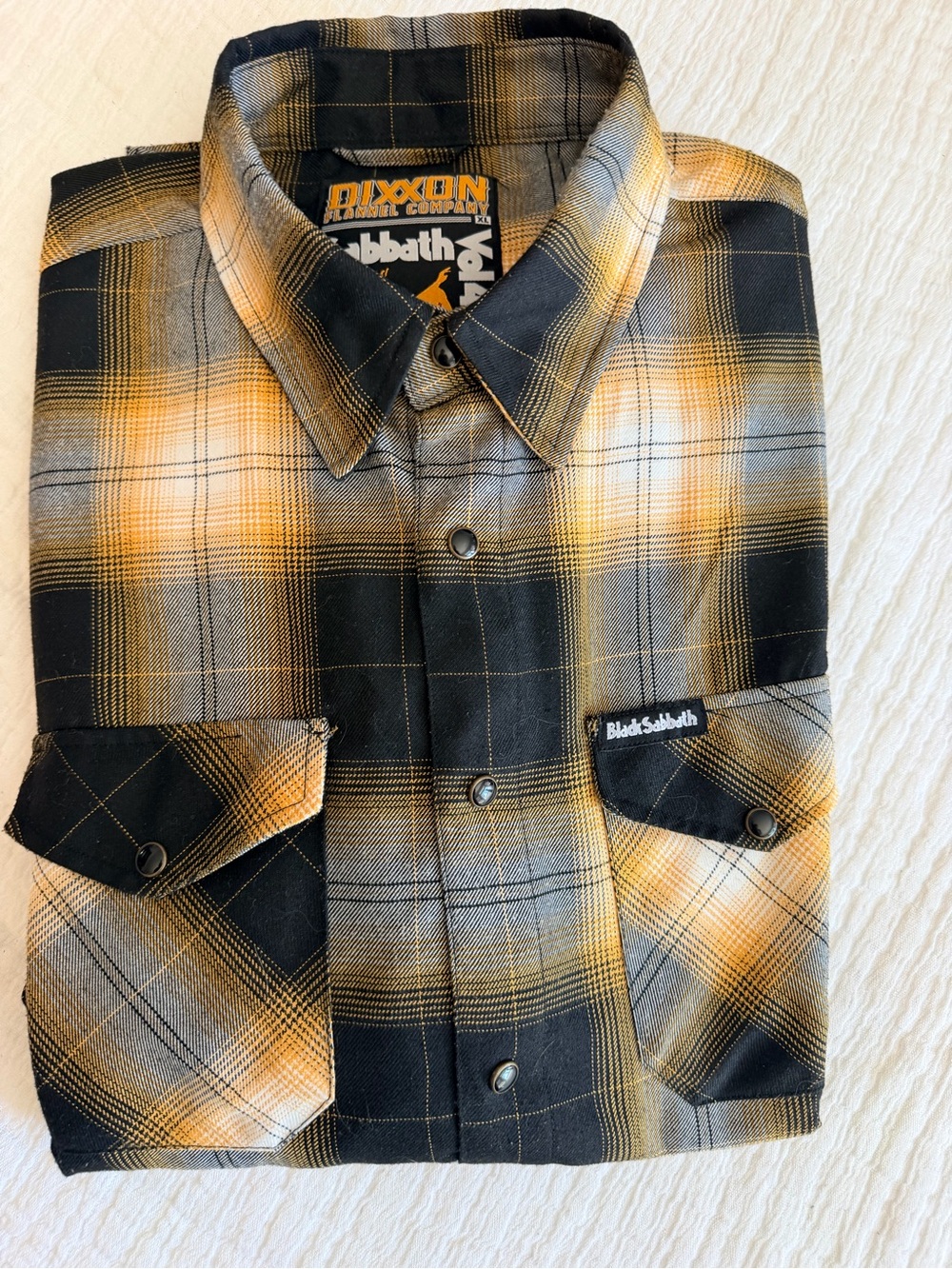 DIXXON Black Sabbath Vol4 Yellow & Black Plaid Men's Shirt with black snaps!